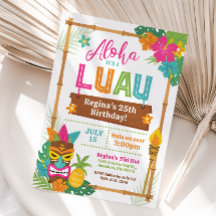 Luau Hawaiian Birthday-inbjudan