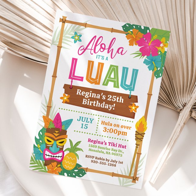 Luau Hawaiian Birthday-inbjudan Inbjudningar (Luau Birthday Invitation)