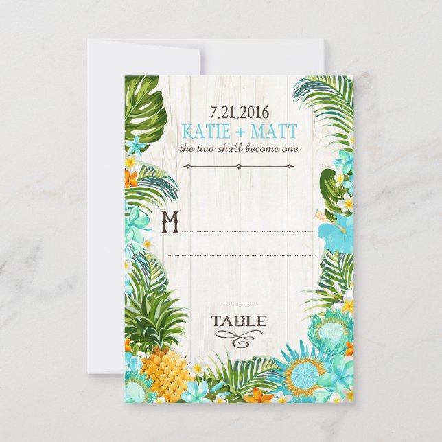 Luau Hawaiian Bröllop Beach Rustic Place Card Inbjudningar (Framsida)