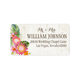 Luau Hawaiian Rustic Beach Wedding Label Adressetikett