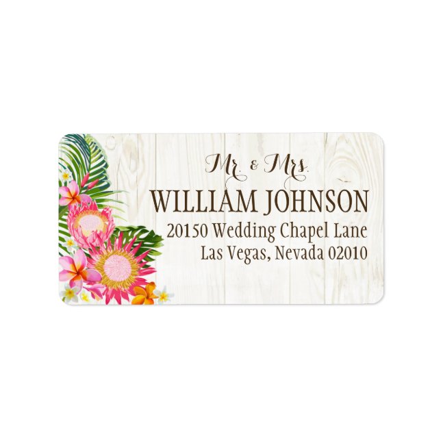 Luau Hawaiian Rustic Beach Wedding Label Adressetikett (Framsidan)