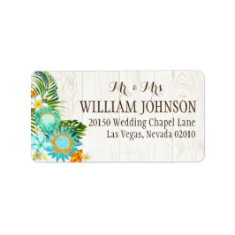 Luau Hawaiian Rustic Beach Wedding Label Adressetikett