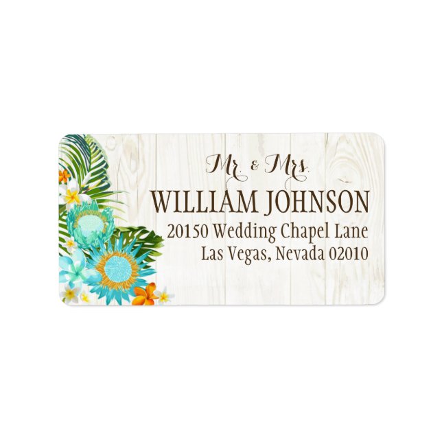 Luau Hawaiian Rustic Beach Wedding Label Adressetikett (Framsidan)