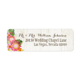 Luau Hawaiian Rustic Beach Wedding Labels Returadress Etikett