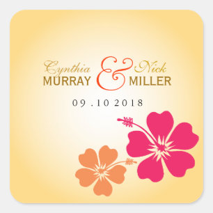 Luau/HawaiianWedding Sticker Fyrkantigt Klistermärke
