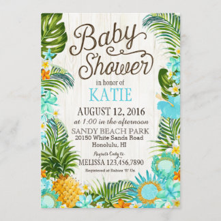 Luau Hawiian Beach Rustic Baby Shower Inbjudningar