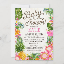 Luau Hawiian Beach Rustic Baby Shower Inbjudningar
