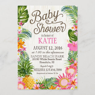 Luau Hawiian Beach Rustic Baby Shower Inbjudningar