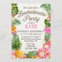 Luau Hawiian Beach Rustic Bachelorette Party Inbjudningar