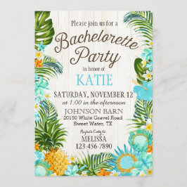 Luau Hawiian Beach Rustic Bachelorette Party Inbjudningar
