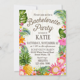 Luau Hawiian Beach Rustic Bachelorette Party Inbjudningar