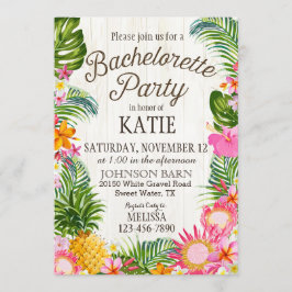 Luau Hawiian Beach Rustic Bachelorette Party Inbjudningar