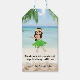 Luau Hula Girl Birthday Gift Märkre Presentetikett