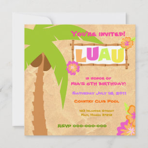 Luau inbjudan Light Brown