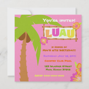 Luau-inbjudan, Rosa Inbjudningar
