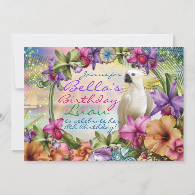 Luau inbjudningar, födelsedagLuau Themed Inbjudningar (Framsida)