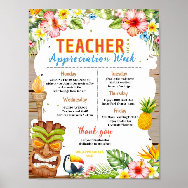 Luau Lärarvecka Itinerary Poster (Framsidan)
