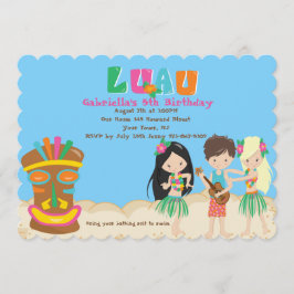 Luau med ungar och Tiki födelsedaginbjudan Inbjudningar