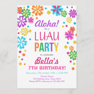 Luau-partiets inbjudan Tropiska födelsedagen Aloha