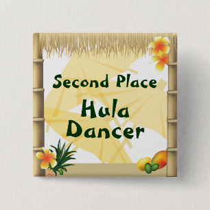 Luau Party andra Ställe Hula Dancer Award Button Knapp