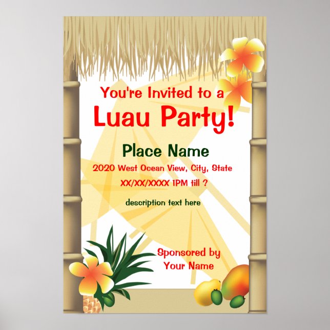 Luau Party annons Poster (Framsidan)