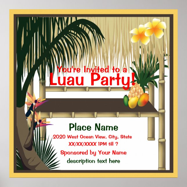 Luau Party annons Poster (Framsidan)