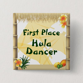 Luau Party First Ställe Hula Dancer Award Button Knapp