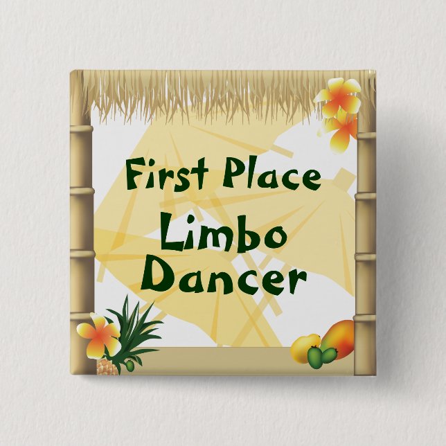 Luau Party First Ställe Limbo Dancer Award Button Knapp (Framsida)