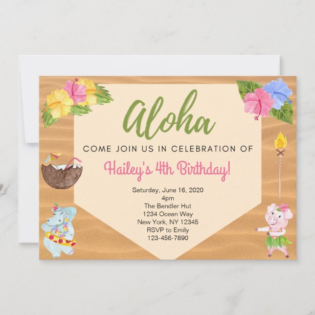 Luau Party-inbjudan Inbjudningar (Framsida)