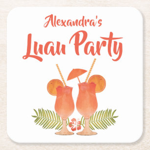 Luau party, Luau, tropiska drinkar, Mai Tais Underlägg Papper Kvadrat