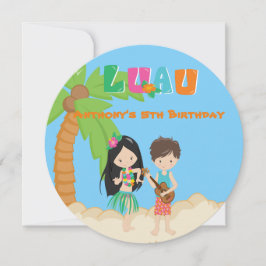 Luau Party med inbjudan till rundan Handflatan Trä