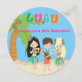 Luau party med palmträd- & ungerundainbjudan inbjudningar