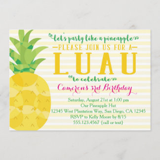 Luau Party som inbjuden till ananas födelsedag Inbjudningar