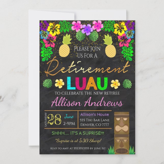  Luau Pension-inbjudan Inbjudningar (Framsida)
