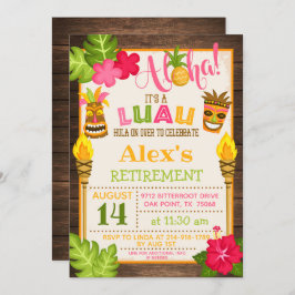 Luau-pensioneringsfest-inbjudan - Orange text Inbjudningar