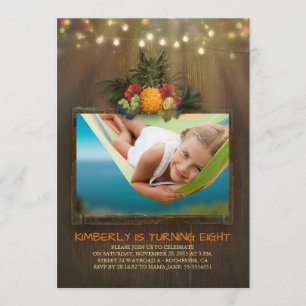 Luau Pineapple Beach String Ljus Fotofödelsedag Inbjudningar