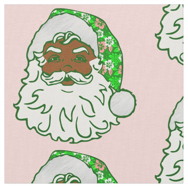 luau pink christmas hawaiian african black santa  tyg (Närbild)