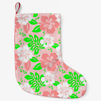 luau pink christmas hawaiian hibiscus floral xmas liten julstrumpa