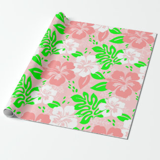 luau pink christmas hawaiian hibiscus floral xmas presentpapper