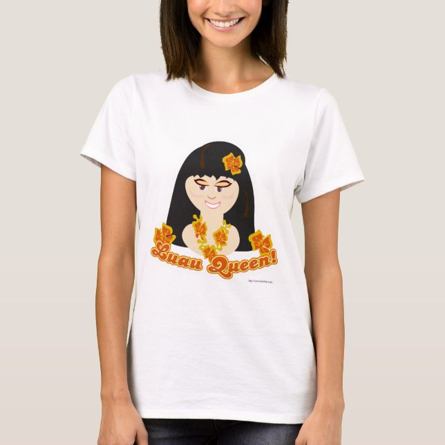 Luau Queen Cute Tecknad BBQ Girl T Shirt (Framsida)