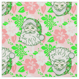 luau rosa jul hawaiian jultomte hibiskus tyg