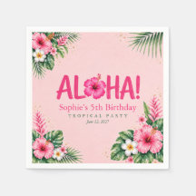 Luau Rosa Tropisk Aloha Födelsedag Pappersservette
