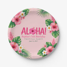 Luau Rosa Tropisk Aloha Födelsedags Papper