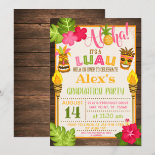 Luau-Studentfestens inbjudan - Orange text