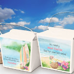 Luau Summer Beach Funny My Time Baby Shower Presentaskar<br><div class="desc">Babyskor är favoritrutor som du kan anpassa på baksidan med ditt tackmeddelande. På framsidan finns en roligt som lyder: "Det är nästan Mai Tai'm men låt oss slappna av nu!" - perfekt för spa-pampering-favoriter, cocktail-teabager eller mini-mocktails för att dyka upp när du åker! Båda sidor är dekorerade med vattenfärgsformgivning med...</div>
