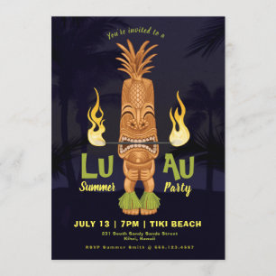 Luau Summer Tiki Birthday Event Party Inbjudan