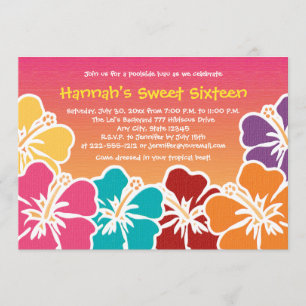 Luau sweet sixteenfödelsedagsfest inbjudan