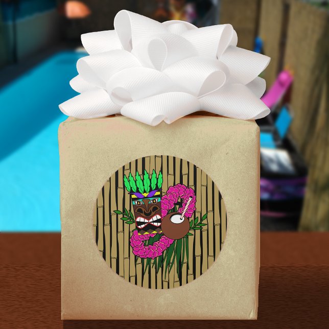 Luau Theme Runt Klistermärke (Skapare uppladdad)