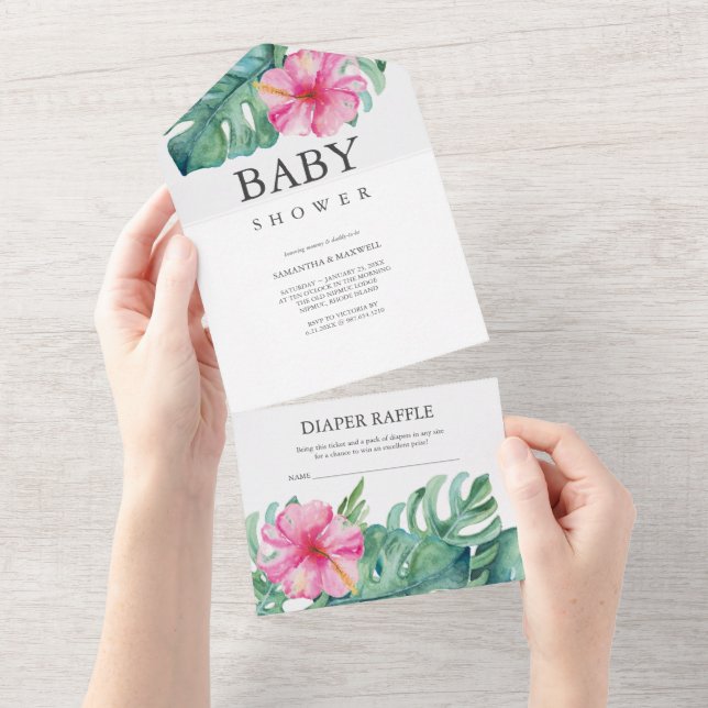 Luau-themed Baby Shower-inbjudningar (Tearaway)