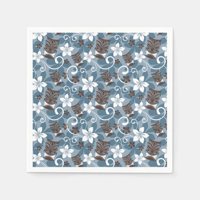 LUAU TIKI DESIGN (BLUE) PAPPERSSERVETT (Framsidan)